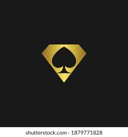 Illustration ace play card game diamond concept sign logo design vector