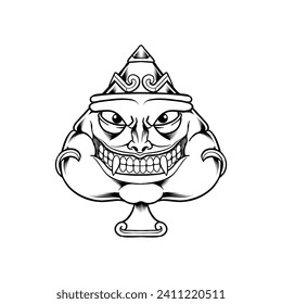 illustration of the ace of spades with a monster face