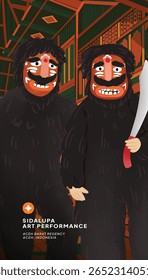 Illustration of Acehs Traditional Dance in a Flat Design Style