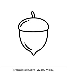 illustration of an acorn, nuts, cartoon illustration of a nut, icon, black and white icon,  acorn