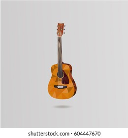 Illustration acoustic guitar. Basic element polygon and triangle the art low poly.
Can be used as icons or for logos.