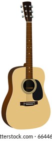 Illustration of a acoustic guitar in cream and brown.