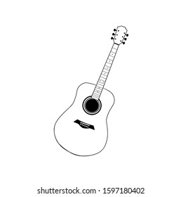 illustration of acoustic guitar line art clip art