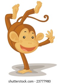 Illustration of an acrobatic monkey