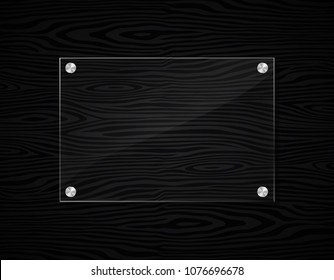 Illustration of acrylic frame on black wood background