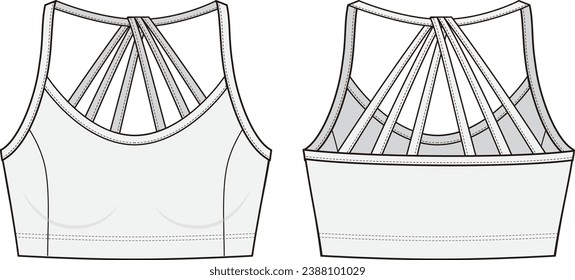 Illustration of active bra, Fashion Flat Sketch Vector Illustration, CAD, Technical Drawing, Flat Drawing, Template, Mockup.
sports tight vest