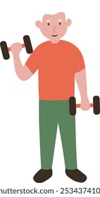 Illustration of Active Elderly People. Flat Vector Character Design.