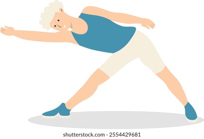 Illustration of an Active Elderly Person. Isolated on White Background. Vector Cartoon Character