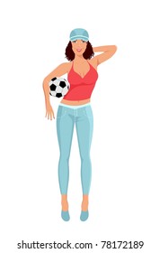 Illustration active girl with ball isolated -  vector