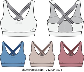 Illustration of active Vest, Fashion Flat Sketch Vector, CAD, Technical Drawing, Flat Drawing, Template, Mockup.Sports tight vest.