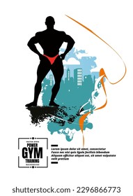 Illustration of active young body builder muscle man, vector