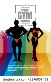 Illustration of active young body builder muscle people, vector