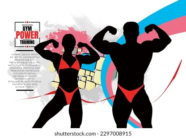 Ilustración de la población activa del músculo del joven constructor de cuerpos, vector