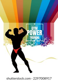 Ilustración de la población activa del músculo del joven constructor de cuerpos, vector