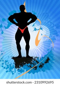Illustration of active young body builder muscle people, vector