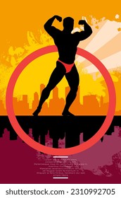 Ilustración de la población activa del músculo del joven constructor de cuerpos, vector