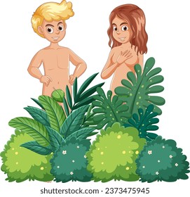 Illustration of Adam and Eve in a biblical scene