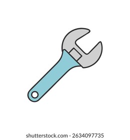 Illustration of an adjustable wrench against a White Background