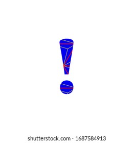 illustration admiration symbol in blue color with red and yellow lines, birthday party confetti