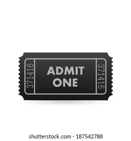 Illustration of an admit one ticket isolated on a white background.