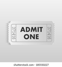 Illustration of an "Admit One" ticket on a light background.