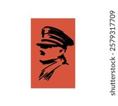 An illustration of Adolf Hitler head Vintage retro design art with black and red color