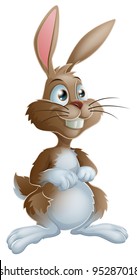 Illustration of adorable brown bunny rabbit cartoon character