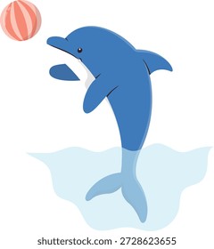 Ilustração de Adorável Dolphin Performing. Personagem de Desenho Animado Vetor.
