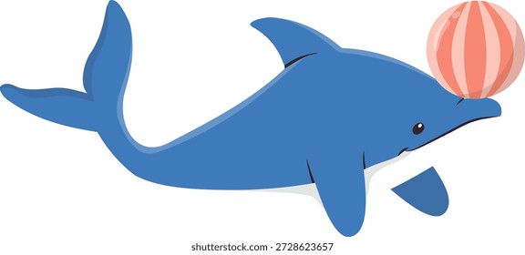 Ilustración del adorable delfín actuando. Personaje de dibujos animados de Vector.