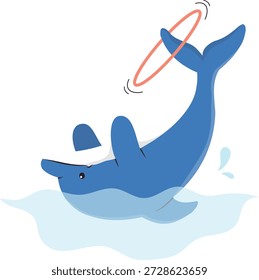 Ilustración del adorable delfín actuando. Personaje de dibujos animados de Vector.