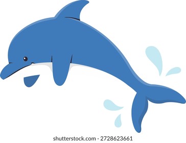 Ilustración del adorable delfín actuando. Personaje de dibujos animados de Vector.