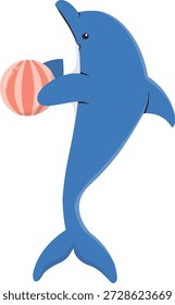 Ilustración del adorable delfín actuando. Personaje de dibujos animados de Vector.