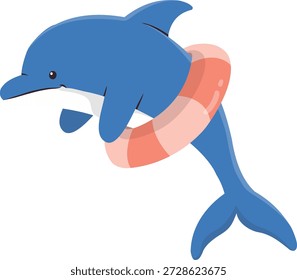 Ilustración del adorable delfín actuando. Personaje de dibujos animados de Vector.