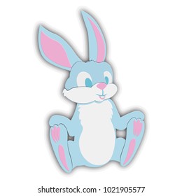 Illustration of adorable gray bunny rabbit cartoon character