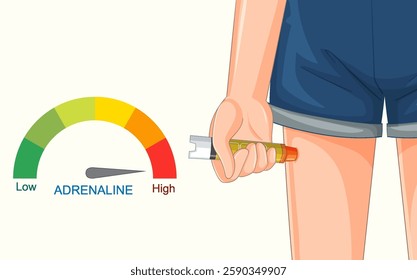 Illustration of adrenaline pen and health gauge