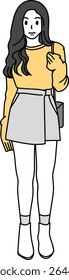 illustration, Adult female in casual look, drawing cartoon avatar woman cute model lady, people