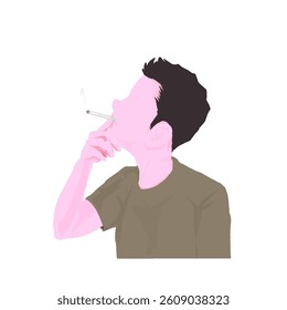 illustration of an adult man smoking without a background
