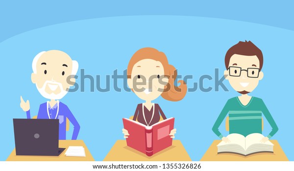 Illustration Adult Student Learners Class Senior Stock Vector (Royalty ...