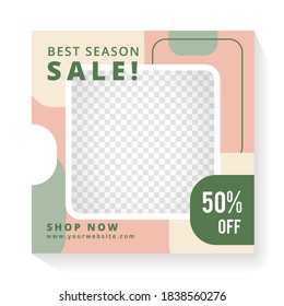 Illustration of advertisement editable minimal square banner template. Suitable for social media post and web ads. soft background color. Sale promotion and digital marketing. special offer, big sale