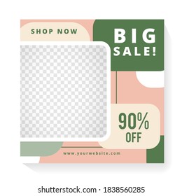 Illustration of advertisement editable minimal square banner template. Suitable for social media post and web ads. soft background color. Sale promotion and digital marketing. 