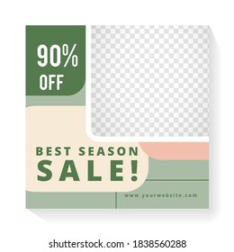 Illustration of advertisement editable minimal square banner template. Suitable for social media post and web ads. soft background color. Sale promotion and digital marketing. 