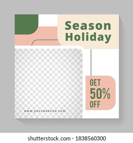Illustration of advertisement editable minimal square banner template. Suitable for social media post and web ads. soft background color. Sale promotion and digital marketing. 