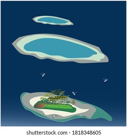 illustration aerial panoramic of archipelago. eps 10