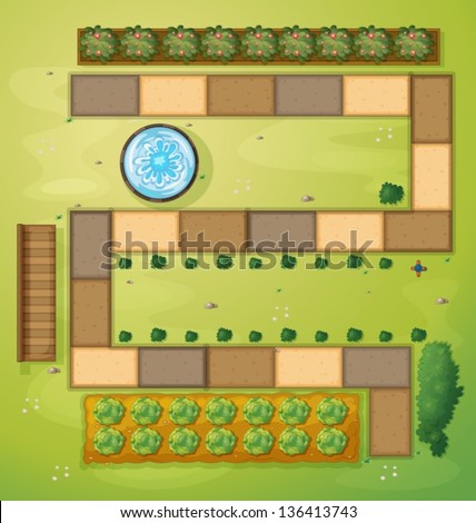 Similar – Image, Stock Photo Aerial View Of Vegetable Gardens In Small Town Or Village. Skyline In Summer Evening. Village Garden Beds In Bird’s-eye View