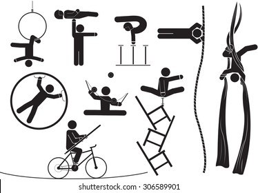 Illustration - aerobics and gymnastics icon set