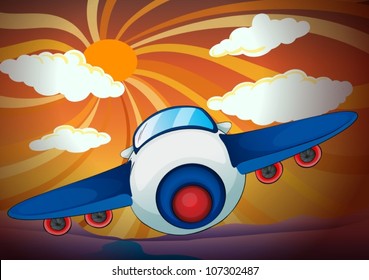 Illustration eines Aeroplans und Sonnenstrahlen