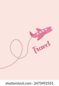 Illustration of an aeroplane on a pink background.