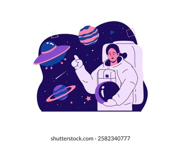 Illustration of an Aerospace Engineering Female Astronaut