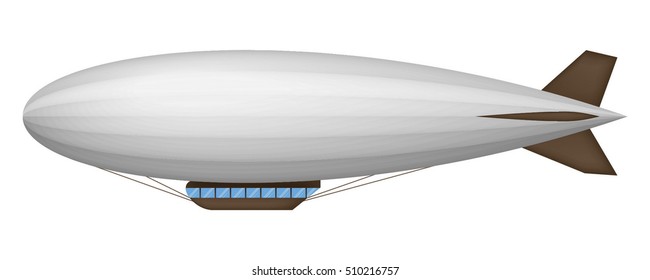 Illustration of aerostat airship icon cartoon graphic. Modern airship balloon aerostat transport. Hot fly adventure journey. Travel transportation flight airship.