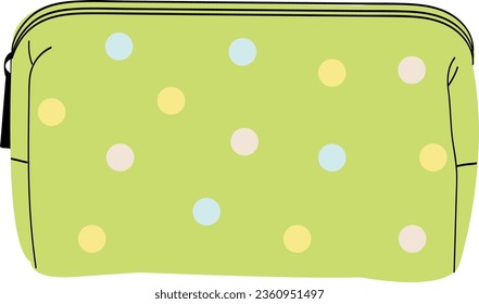 Illustration of an aesthetic and modern green travel bag. A useful accessory for storing makeup items, underwear, women's accessories and others. A cute and adorable pouch